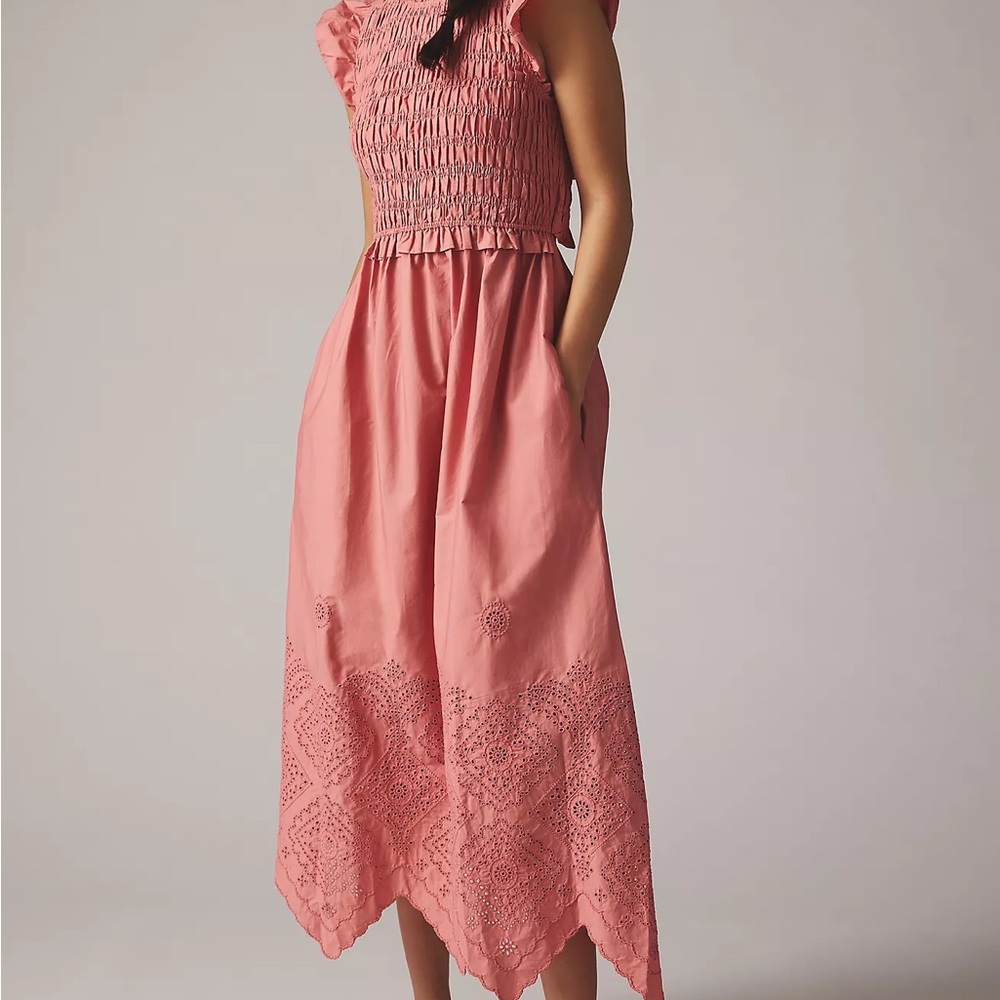 Anthropologie Moon River Flutter-Sleeve Dress Small